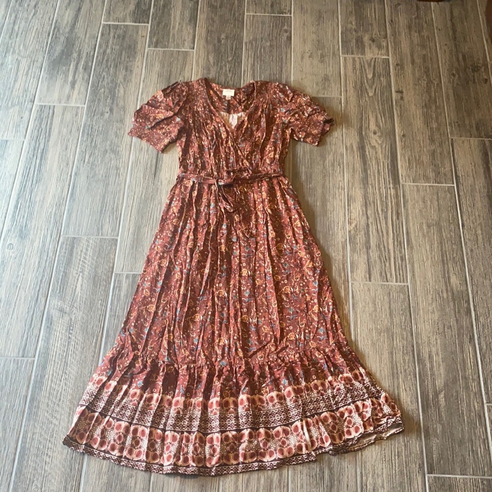 Flower print wrap dress